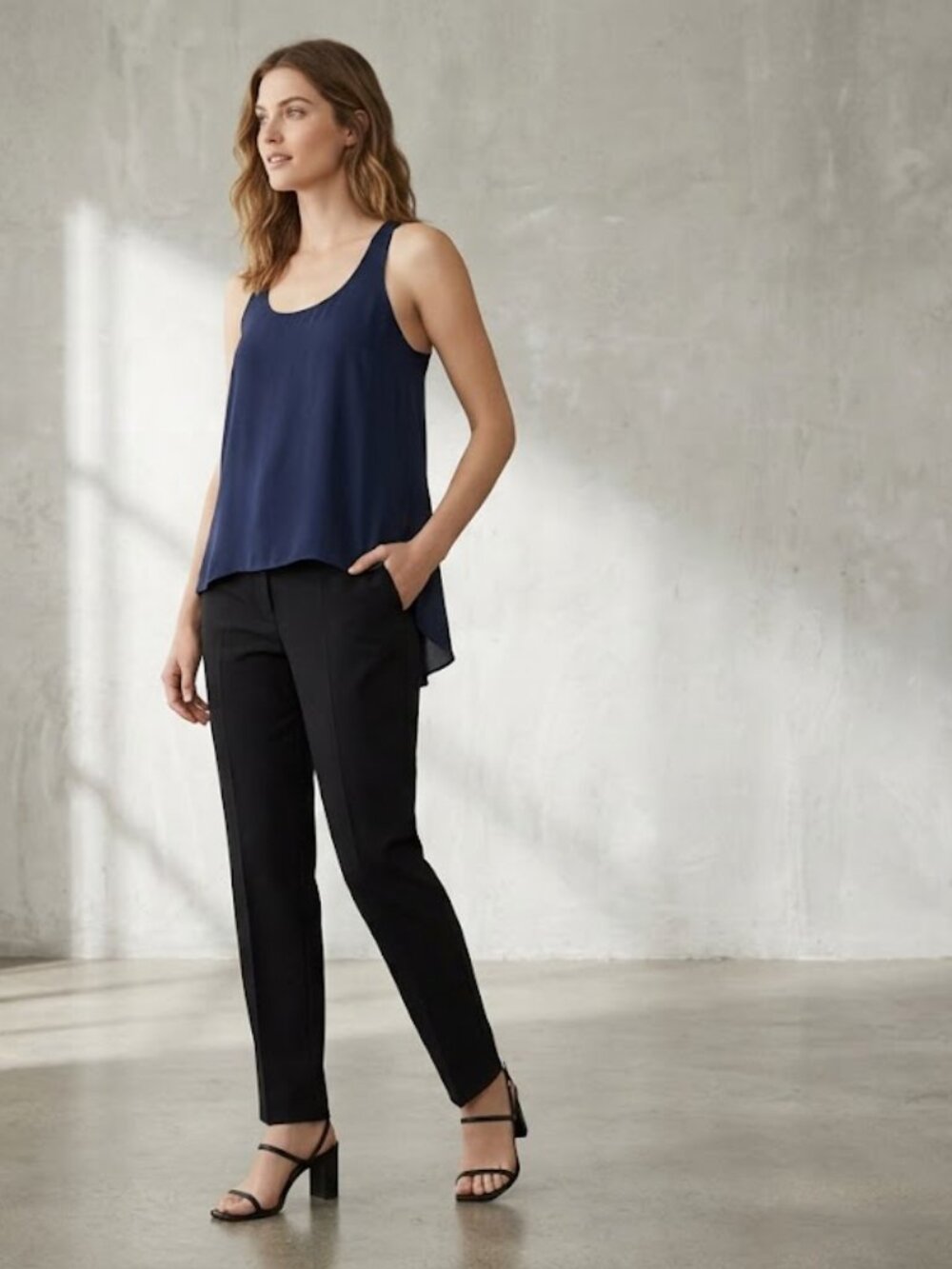 BCBG Max Azria Edita Twist‎ Back Tank Top Navy XXS